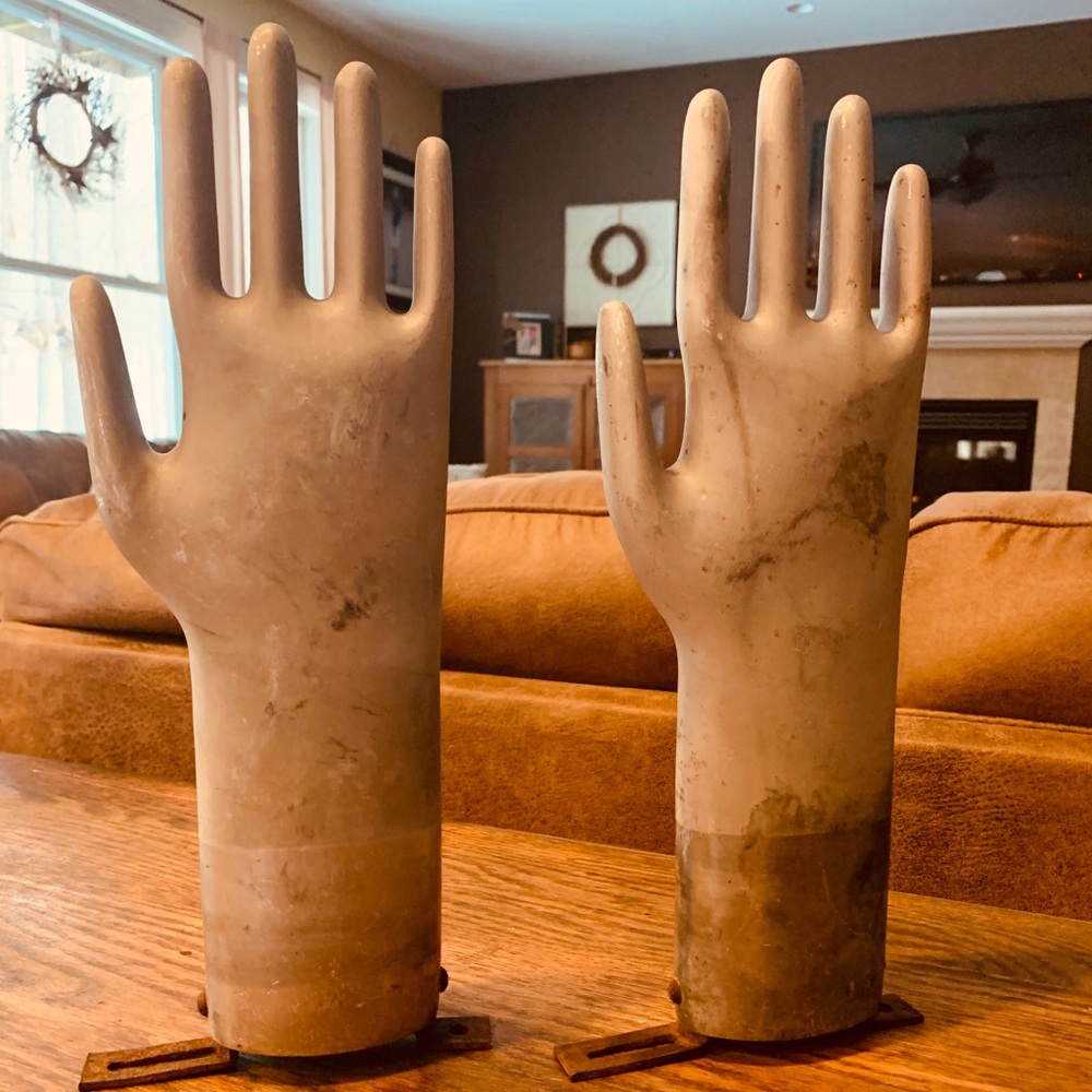 Metal glove molds from the 1950s